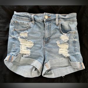 Aeropostale High Rise MIDI Stretchy Jean Shorts